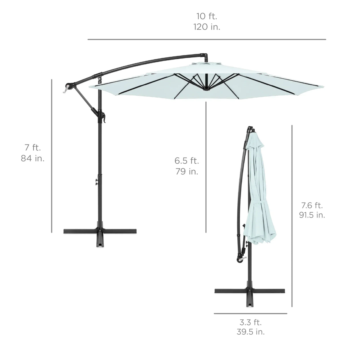 2026 NewBest Choice Products 10ft Offset Hanging Outdoor Market Patio Umbrella w/ Easy Tilt Adjustment - Tan