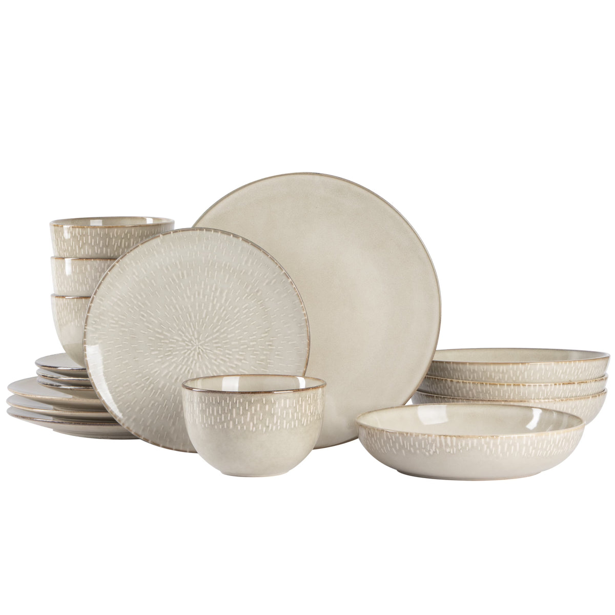 2026 NewGibson Elite Matisse 16-Piece Dinnerware Set - Taupe