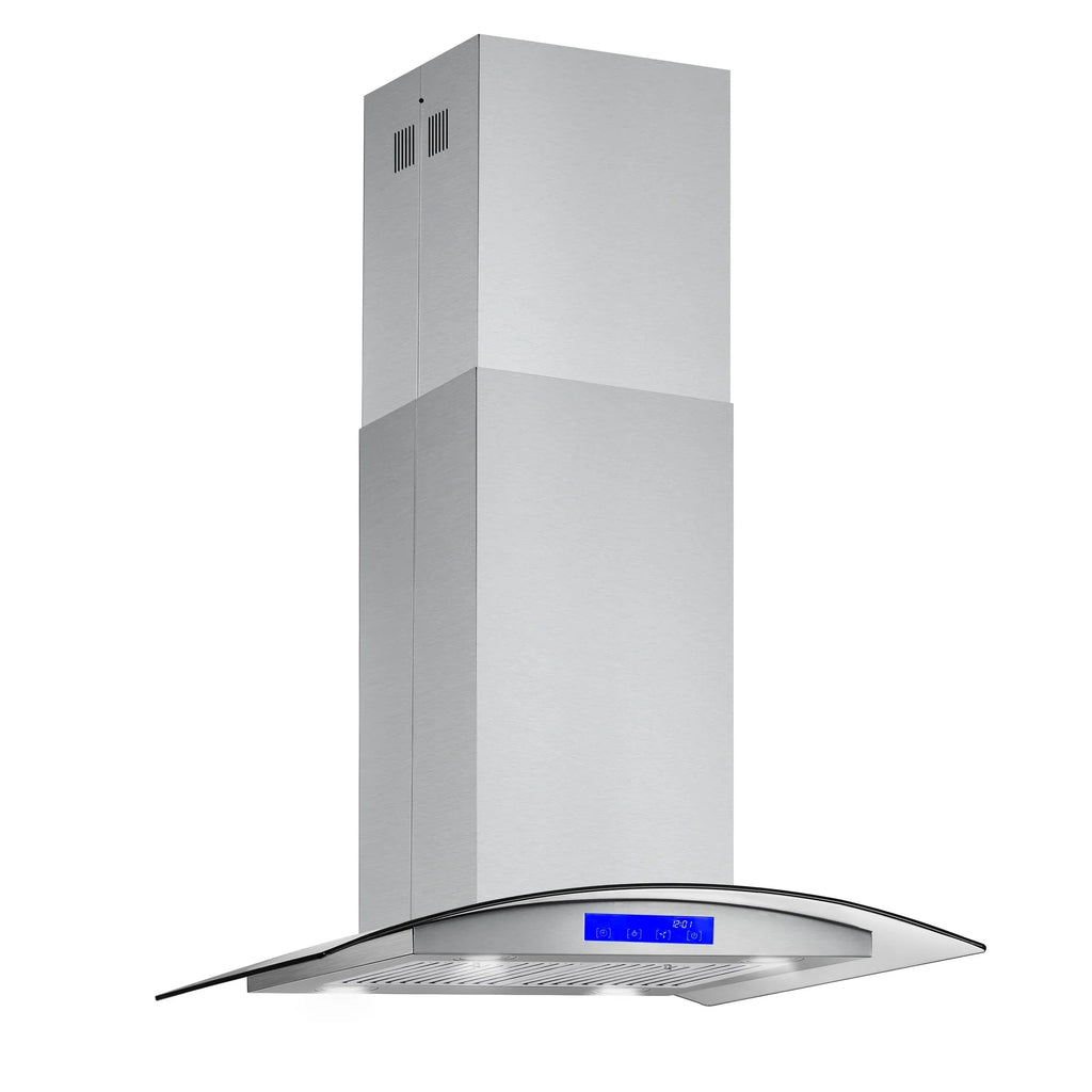 2026 NewCosmo 5 Piece Kitchen Appliance Packages with 30" Freestanding Electric Range 30" Island Range Hood 24" Built-in Fully Integrated Dishwasher French Door Refrigerator & 48 Bottle Wine Refrigerator