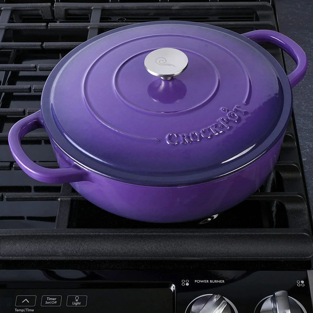 2026 NewCrock-Pot Artisan 2 Piece 5 Quart Enameled Cast Iron Braiser with Lid in Lavender