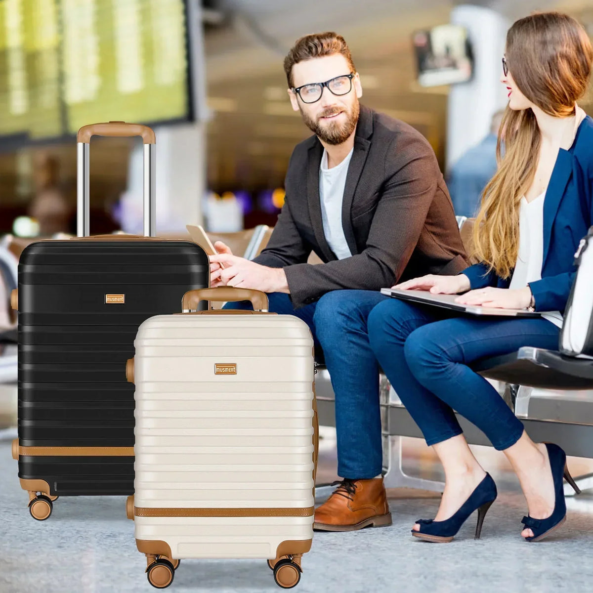 2026 New5 Piece Luggage Sets and Travel Duffel Bag, ABS Hardshell Hardside Checked Luggage with TSA Lock and Double Spinner Wheels Suitcase, Deep Blue