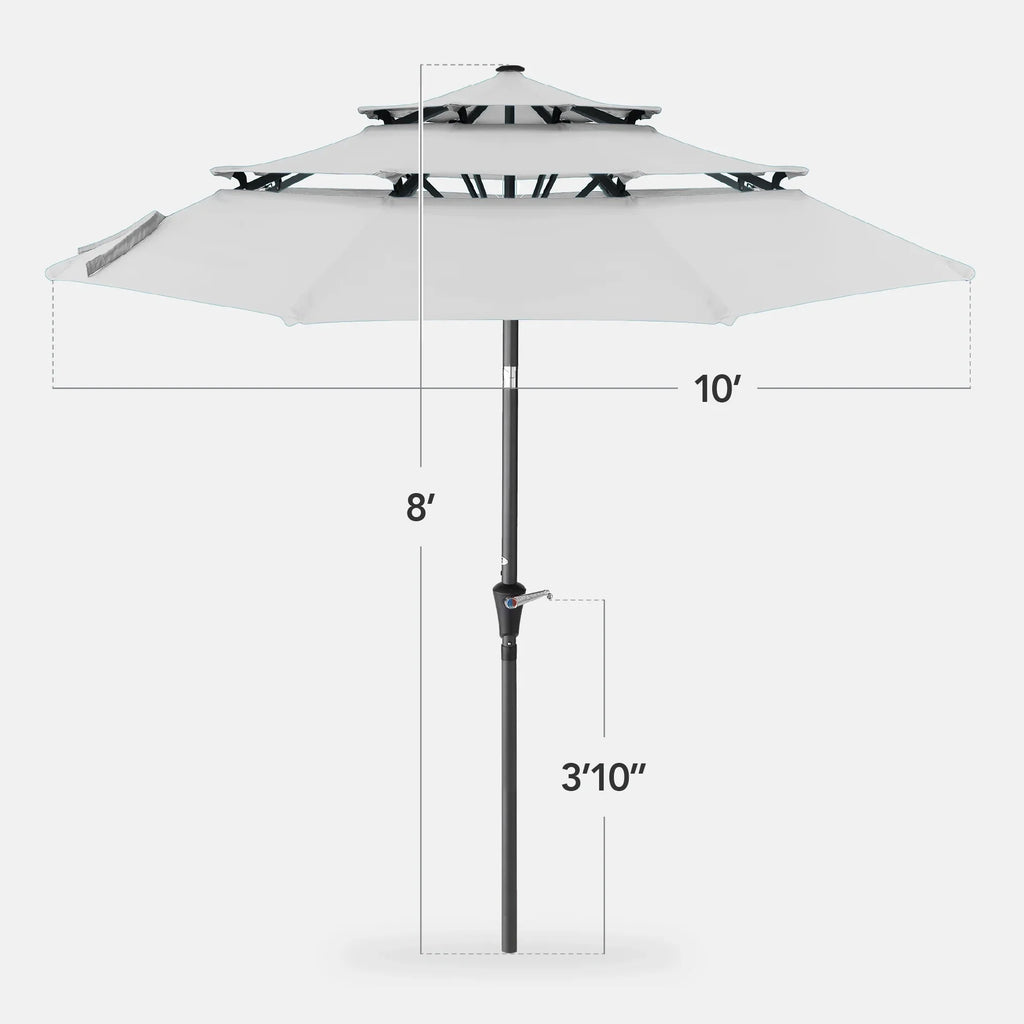 2026 NewBest Choice Products 10ft 3-Tier Patio Umbrella, Market Sun Shade w/ Tilt Adjustment, Easy Crank - Red
