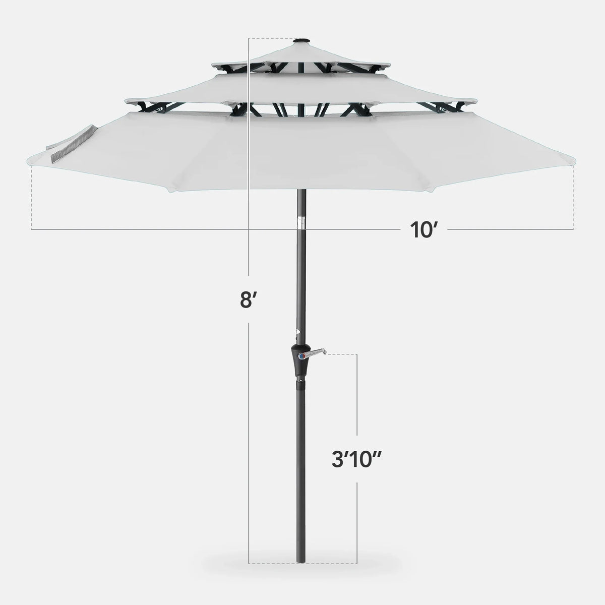 2026 NewBest Choice Products 10ft 3-Tier Patio Umbrella, Market Sun Shade w/ Tilt Adjustment, Easy Crank - Red