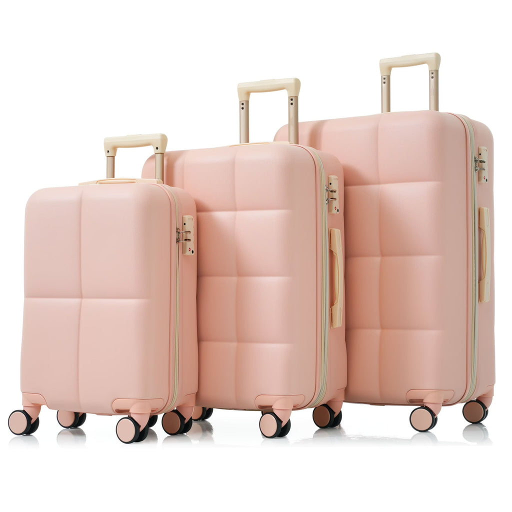 2026 New Luggage Set of 3, 20-inch with USB Port, Airline Certified Carry-on Luggage with Cup Holder, ABS Hard Shell Luggage with Spinner Wheels, white