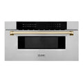 2026 NewZLINE Autograph Edition 30" 1.2 cu. ft. Built-In Microwave Drawer in Stainless Steel with Gold Accents