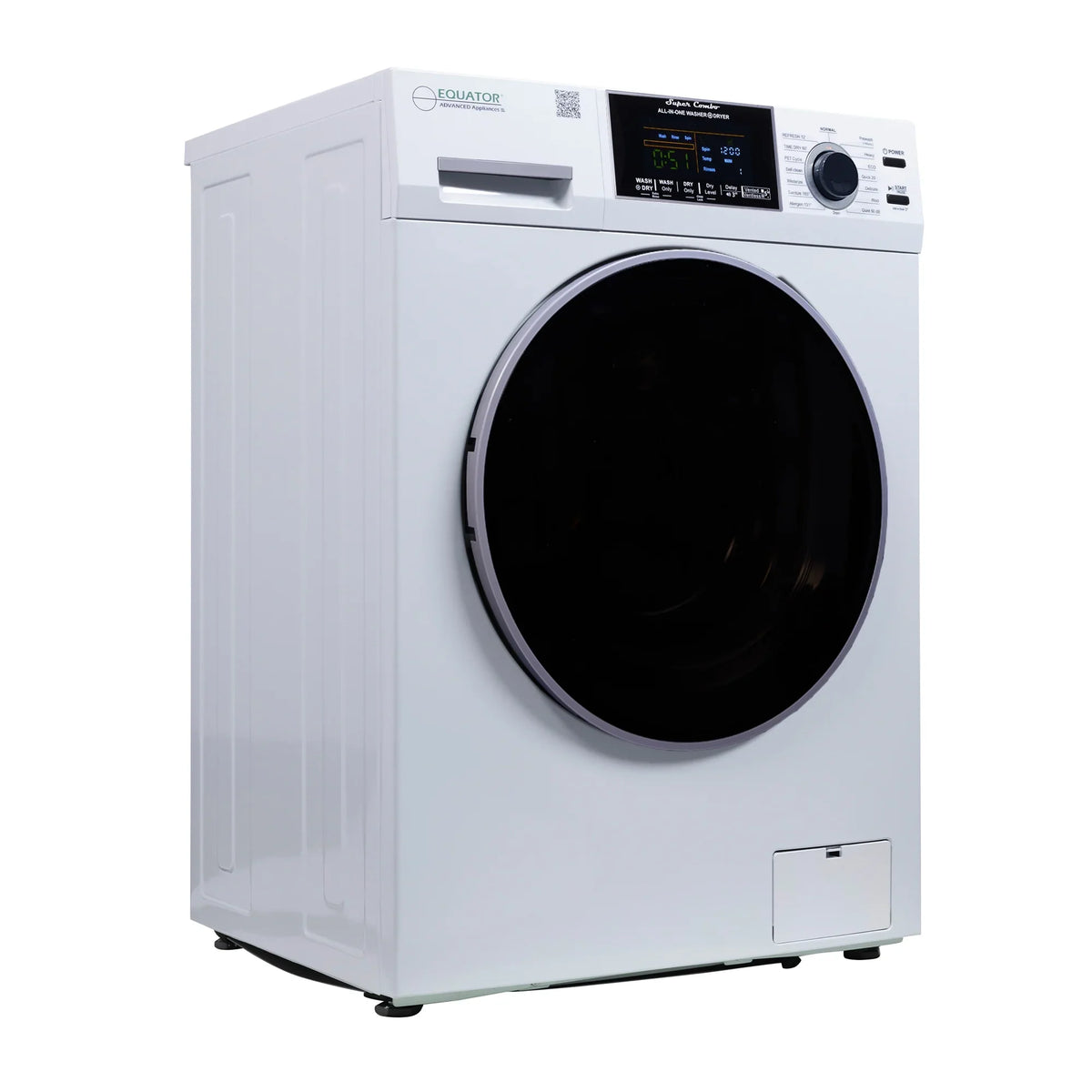 2026 NewEquator Combination Washer Dryer Ventless/Vented Pet cycle 1.62cf/15lbs 110V with Adjustable legs