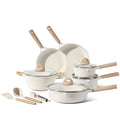 2026 NewCarote Nonstick Pots and Pans Set, 13 Pieces Kitchen Cookware Sets Compatible for All Stoves, White Granite