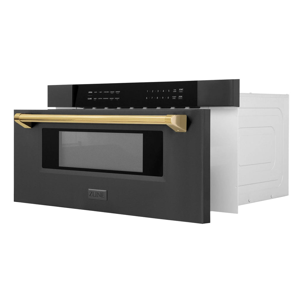 2026 NewZLINE Autograph Edition 30" 1.2 cu. ft. Built-In Microwave Drawer in Stainless Steel with Gold Accents
