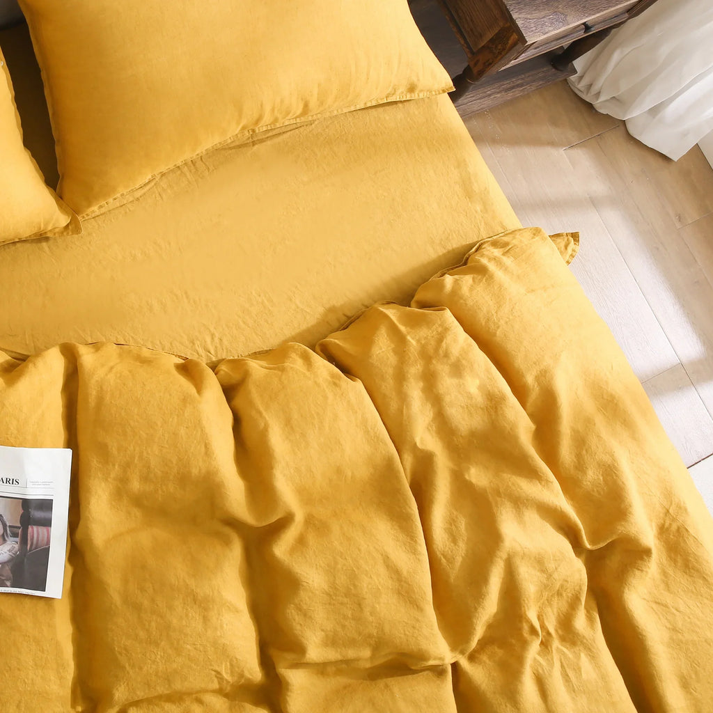 2026 New100% Pure Linen Duvet Cover with Button Closure and Corner Ties Soft & Breathable - Natural Full/Queen