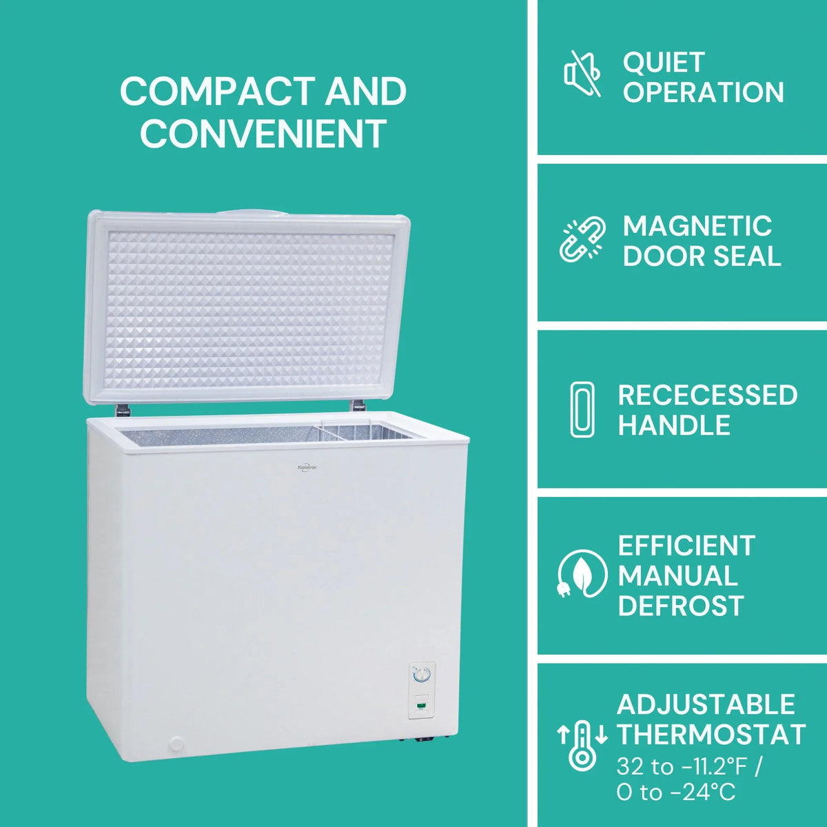 2026 NewKoolatron Large Chest Freezer, 7.0 cu ft (195L),Manual Defrost Deep Freeze, Storage Basket, Space-Saving Flat Back, Stay-Open Lid, Front-Access Drain, White
