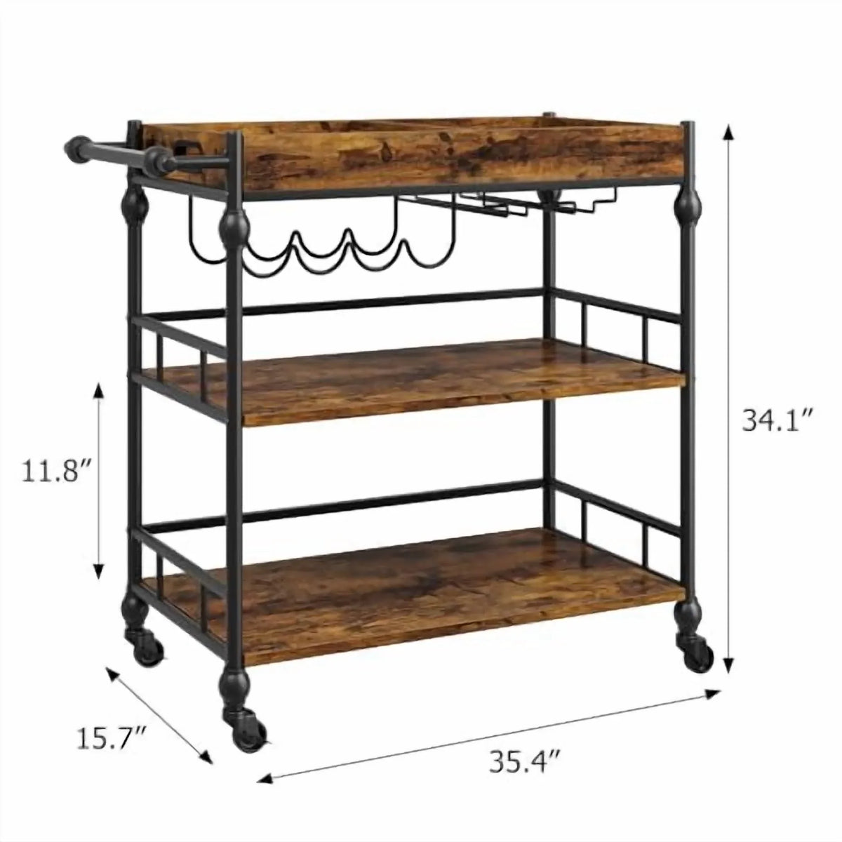 2026 New IDEALHOUSE Bar Cart, Bar Carts for The Home, 3 Tier Bar Cart with Wheels, Portable Home Bar & Serving Carts