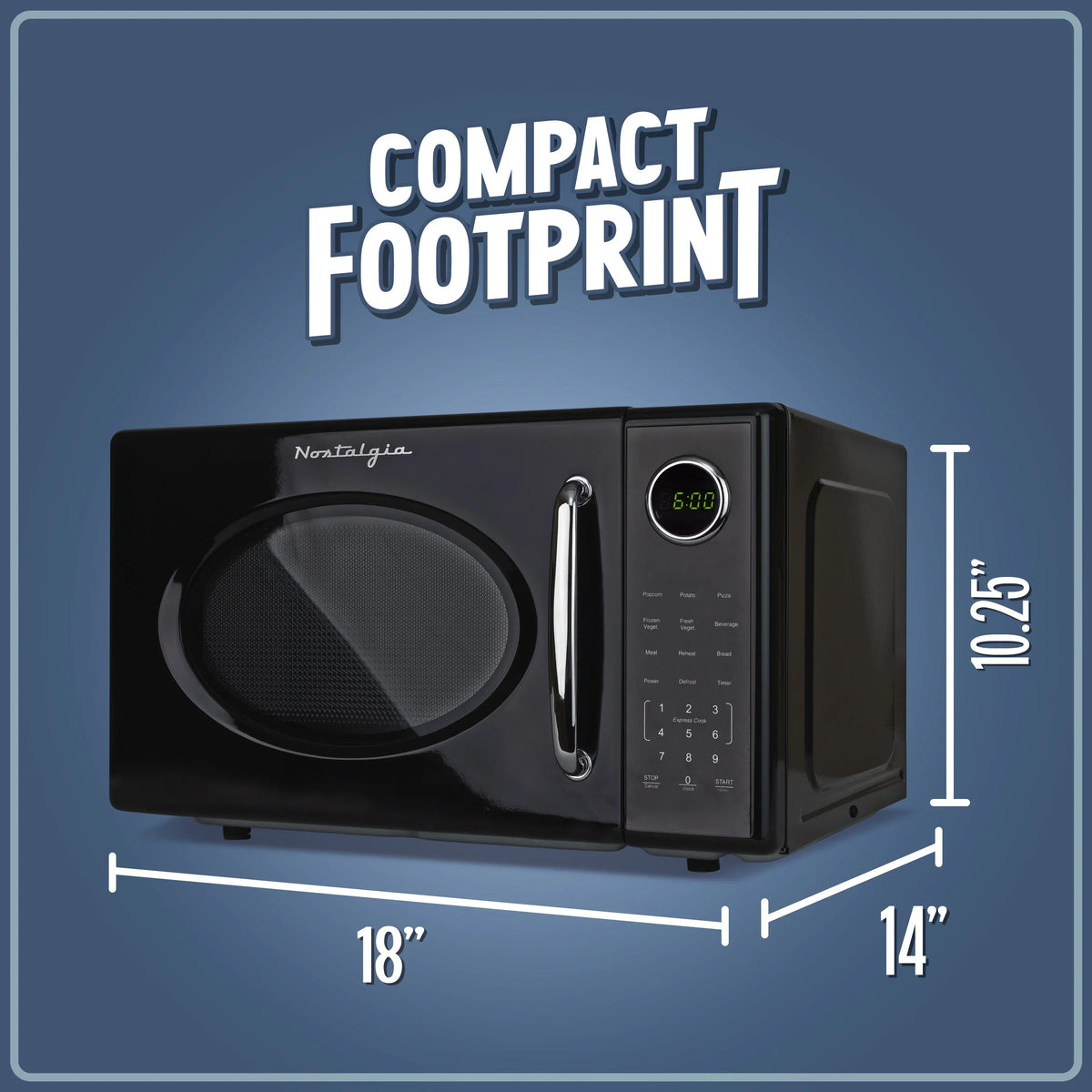 2026 NewNostalgia Retro Microwave Oven - 1.1 Cu Ft & 1000-Watt Countertop Size with Glass Turntable, Child Safety Lock, 8 Auto-Cook Programs & Digital Clock - Black