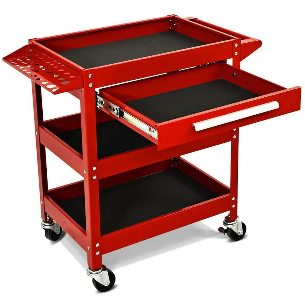 2026 New Spaco Rolling Tool Cart Mechanic Cabinet Storage ToolBox Organizer with Drawer-Black, Utility Cart on Wheels for Warehouse Garage Cleaning Office