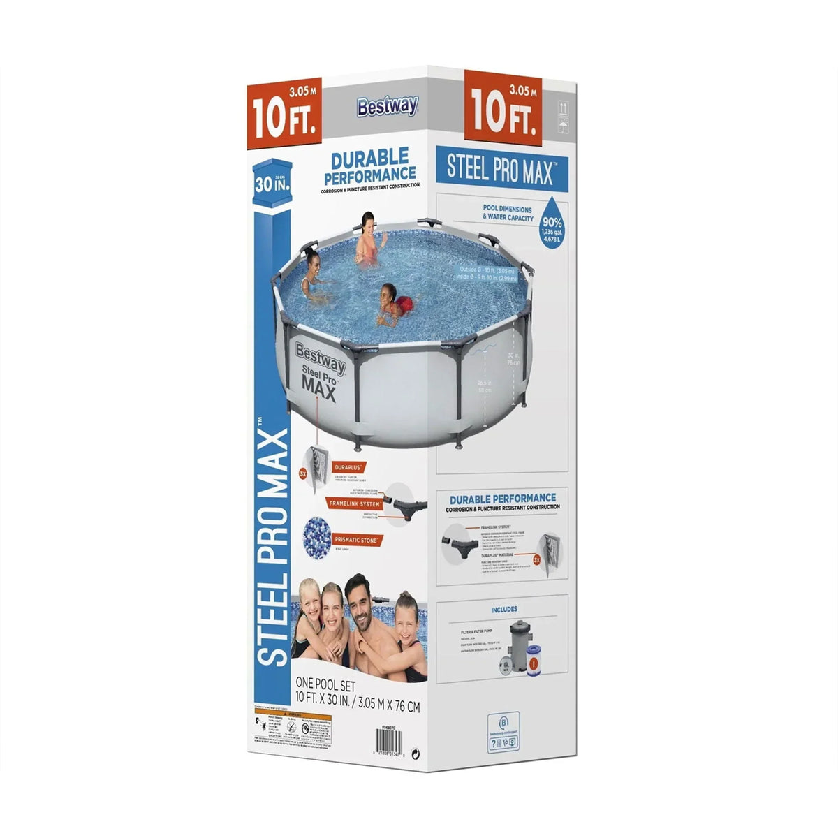 2026 NewBestway Steel Pro MAX 10'x30" Above Ground Outdoor Swimming Pool with Pump Metal frame pools Round