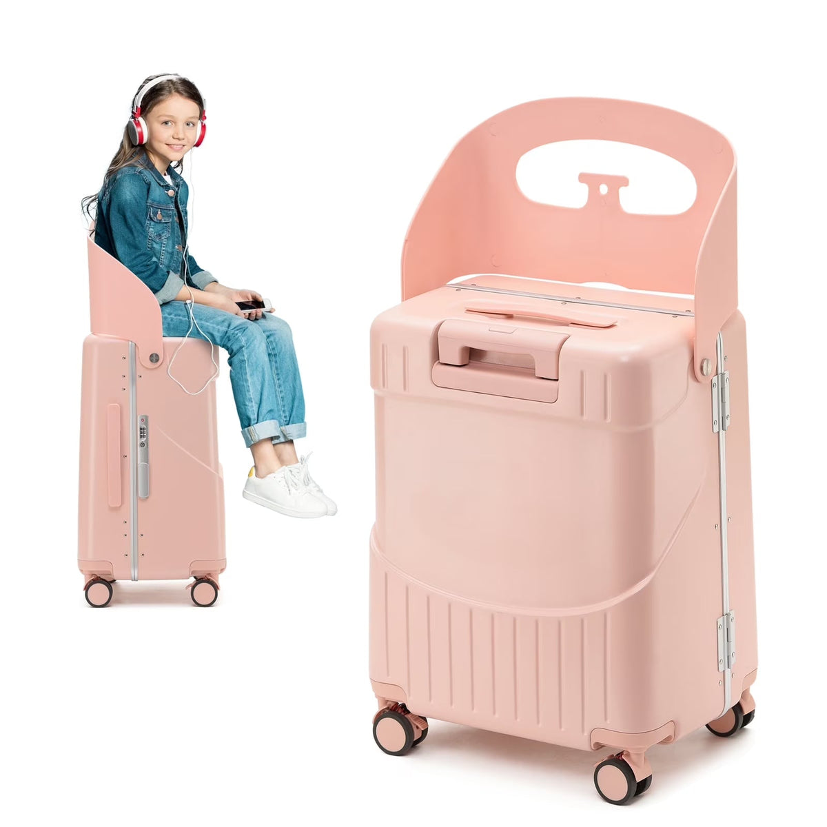 2026 New22 Inch TSA Lock Luggage with for Kids& Adult,Check in Lockable Spinner Wheels Free Luggage Cover and Safety Seatbelt Travel Suitcase