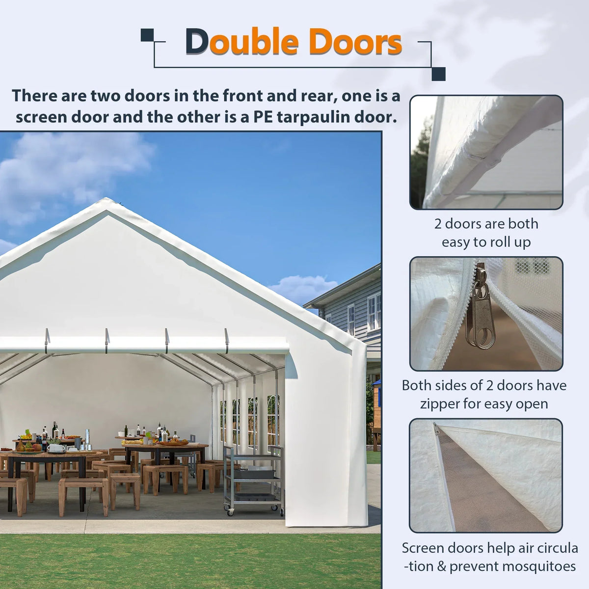 2026 New20x40 FT Heavy-Duty Party Tent with 3 Storage Bags - Large Waterproof Wedding Event Shelter for Removable Sidewalls & Zipper Door - Outdoor Commercial Tent for Parties Carport Camping BBQ Garden