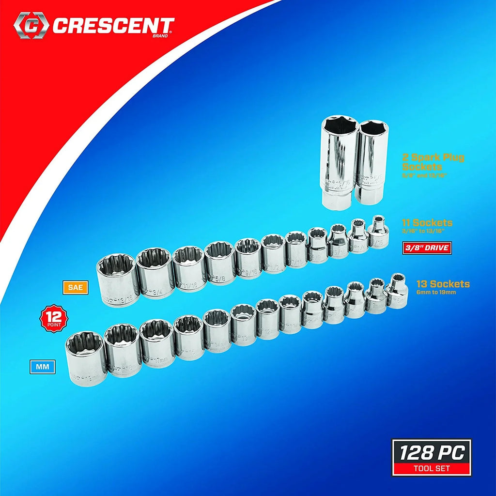 2026 NewCrescent CTK128MP2N 128-Piece Mechanics Tool Set
