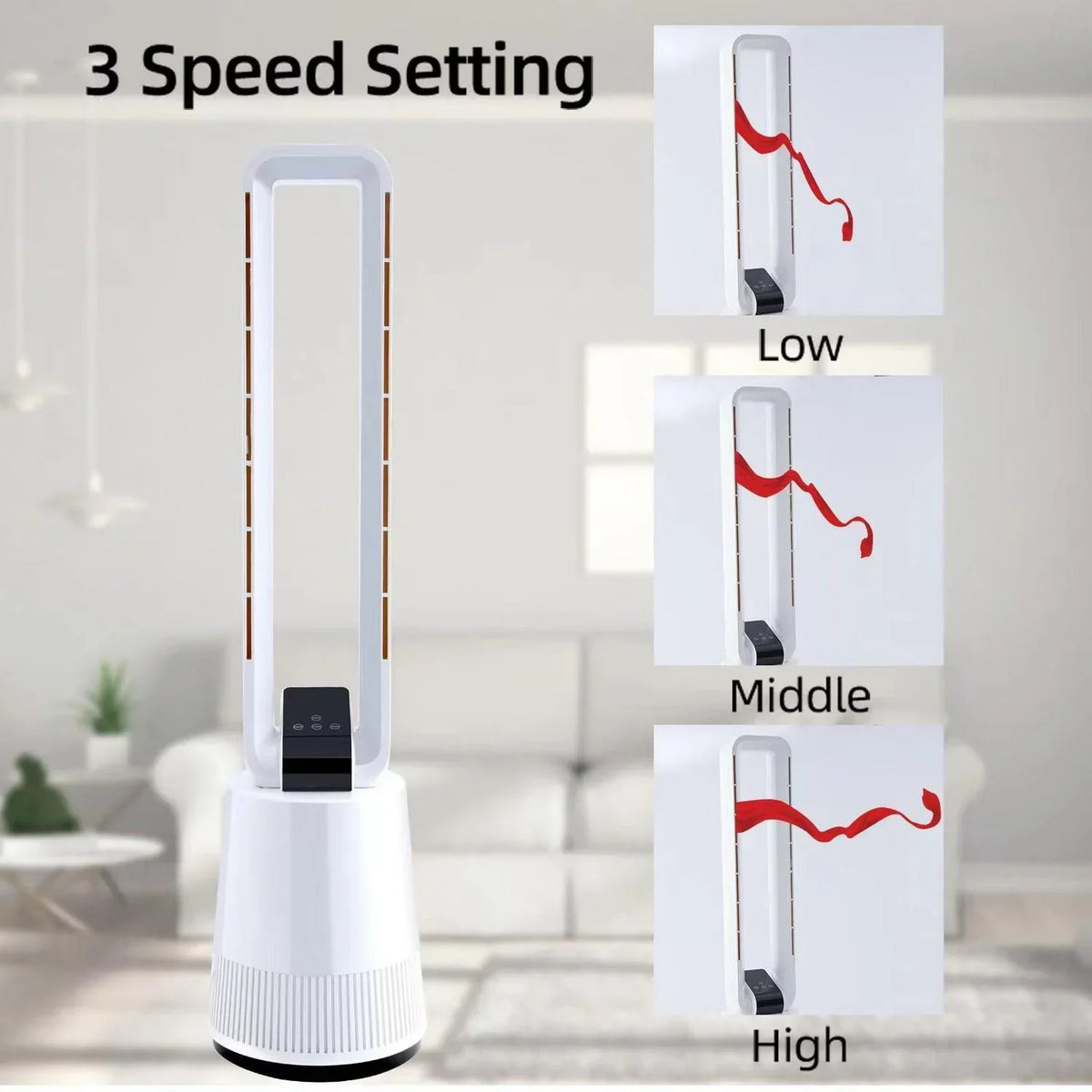 2026 NewDubbin 38 in 3-Speed Bladeless Oscillating Electric Household Fan
