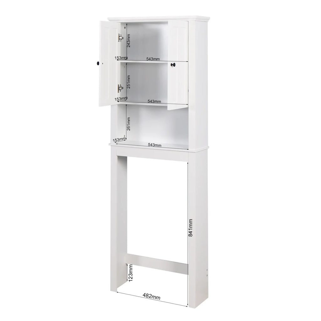 2026New Ktaxon 67"H Over The Toilet Storage, Bathroom Space Saver, Bathroom Cabinet with Double Door & Adjustable Shelves, White