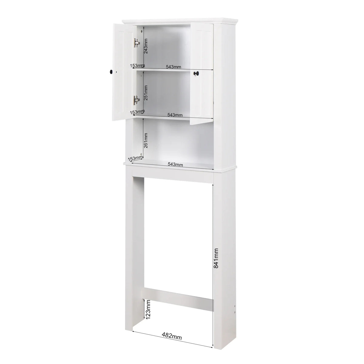 2026New Ktaxon 67"H Over The Toilet Storage, Bathroom Space Saver, Bathroom Cabinet with Double Door & Adjustable Shelves, White