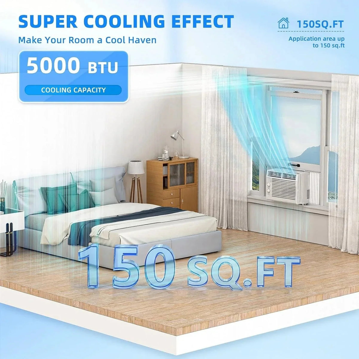 2026 NewAntarctic Star 12,000 BTU U-shaped window air conditioner, cools rooms up to 550 square feet with 6 modes, 24-hour timer, ultra-quiet window air conditioner