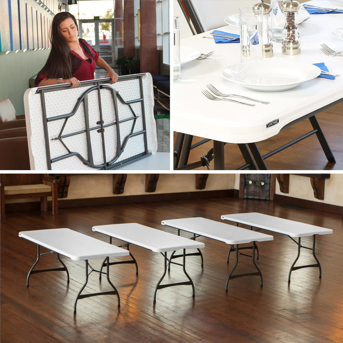 Lifetime 6 Foot Rectangle Folding Table, Indoor/Outdoor Commercial Grade, Black (280350)