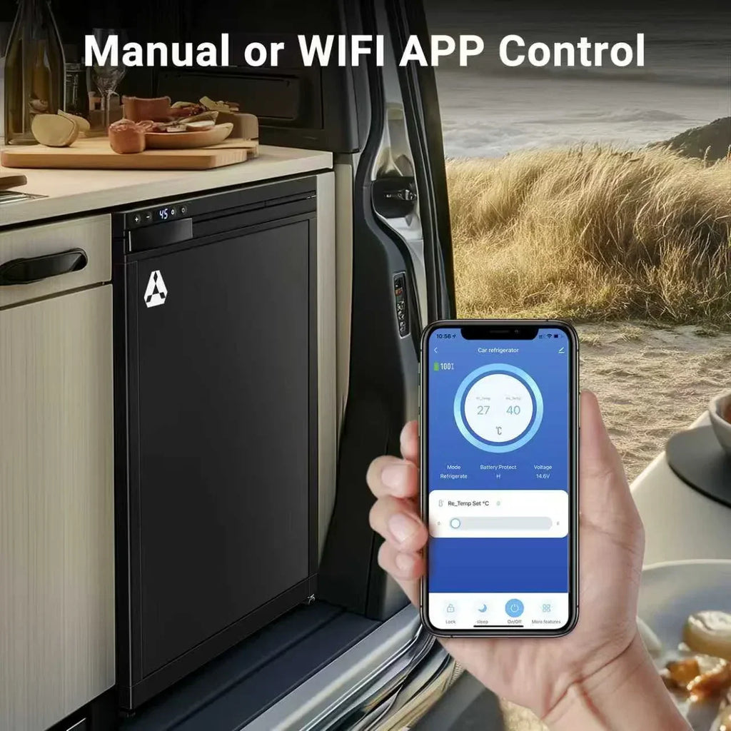 2026 NewBODEGACOOLER 12 Volt Refrigerator, RV Refrigerator APP Control, 65L(2.3cu.ft.) RV Fridge Freezer, Car Refrigerator with Lock, (4a. -46a. ) Travel Compressor Cooler 12/24V DC for Truck, RV, Camping