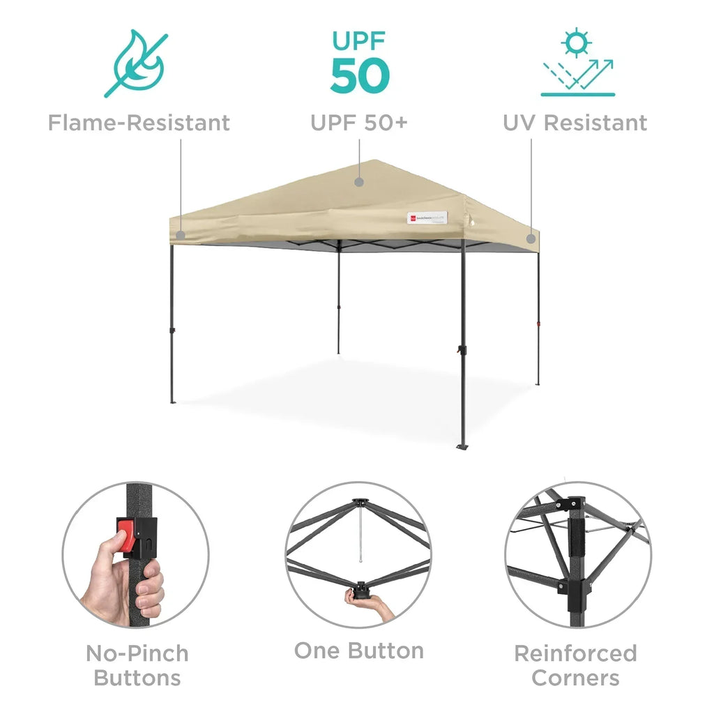 2026 NewBest Choice Products 12x12ft Easy Setup Pop Up Canopy w/ 1-Button Setup, Wheeled Case, 4 Weight Bags - Navy Blue