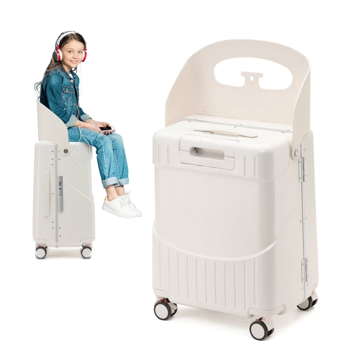 2026 New22 Inch TSA Lock Luggage with for Kids& Adult,Check in Lockable Spinner Wheels Free Luggage Cover and Safety Seatbelt Travel Suitcase