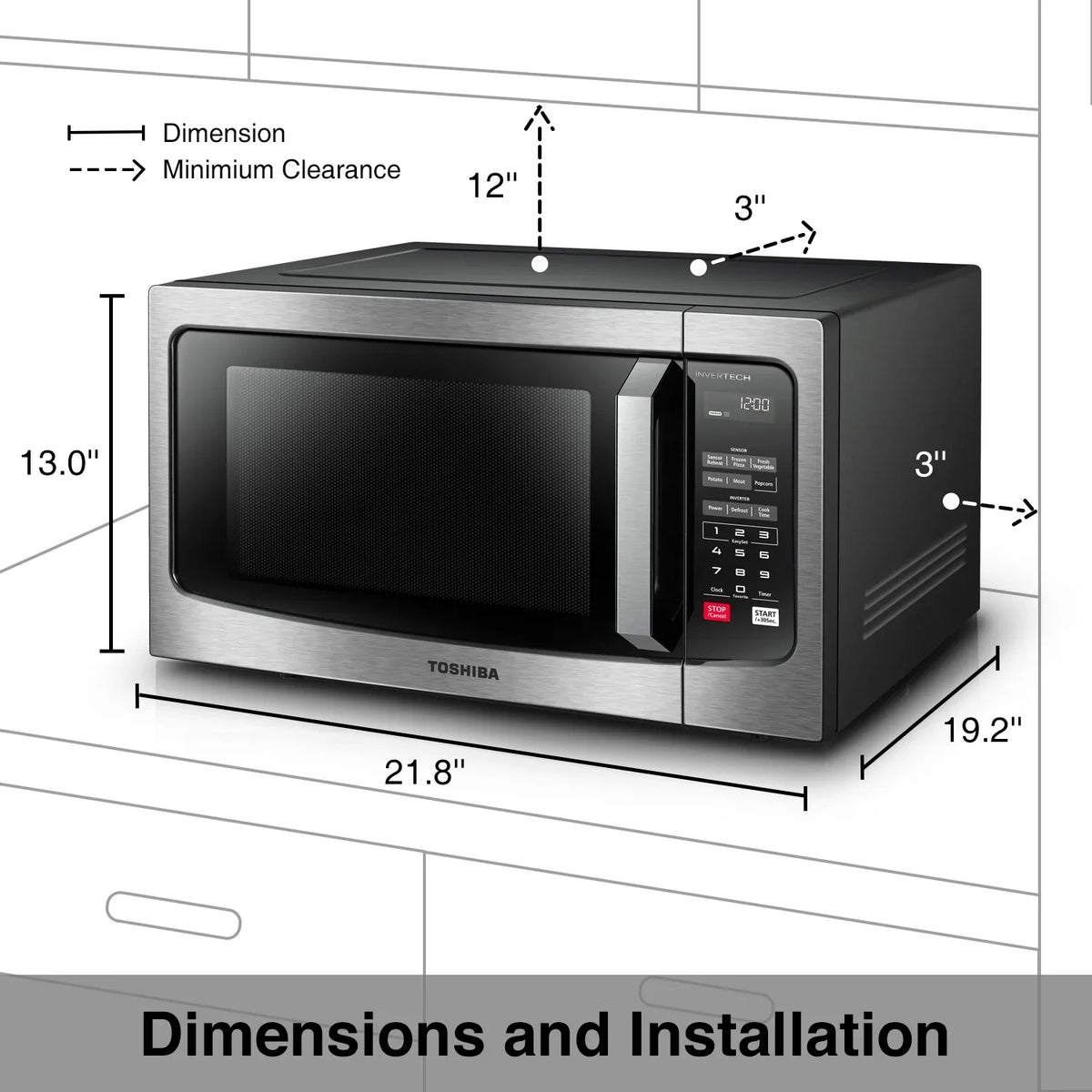 2026 NewToshiba MLEM16PST 1.6 Cu. Ft. Microwave with Inverter Technology, Stainless Steel