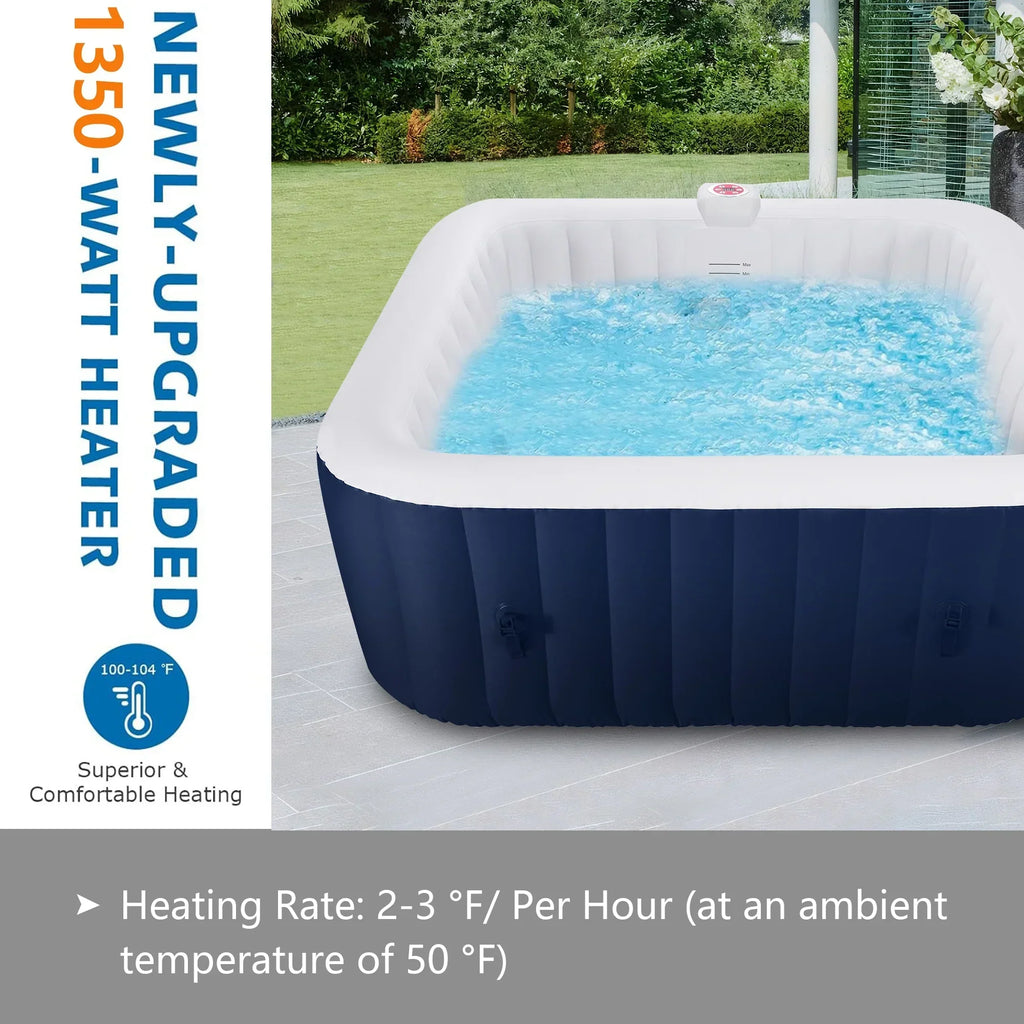 2026 New73 inch 4-6 Person Inflatable Hot Tub Spa with Control Panel, Outdoor Portable Hottub with 130 Jets, Insulated Tub Cover and Floor Protector, Temperature up to 104" F, Gray