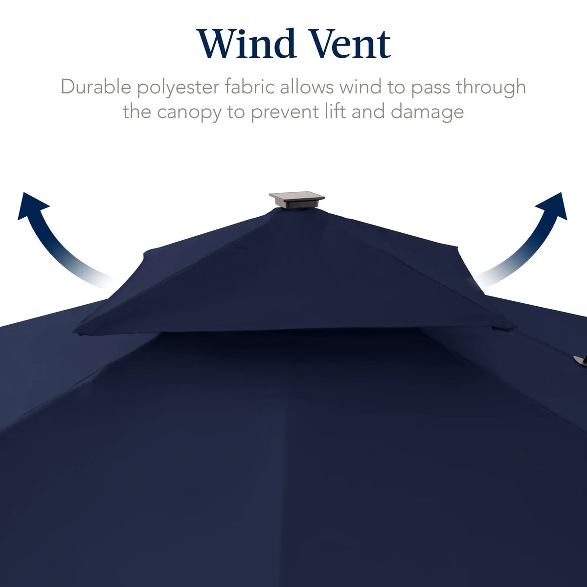 2026 NewBest Choice Products 12x12ft 2-Tier Square Outdoor Solar LED Cantilever Umbrella w/ 360-Rotating Base Navy Blue
