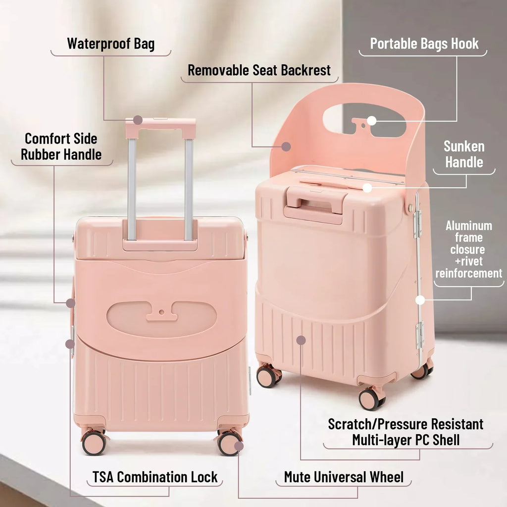 2026 New22 Inch TSA Lock Luggage with for Kids& Adult,Check in Lockable Spinner Wheels Free Luggage Cover and Safety Seatbelt Travel Suitcase