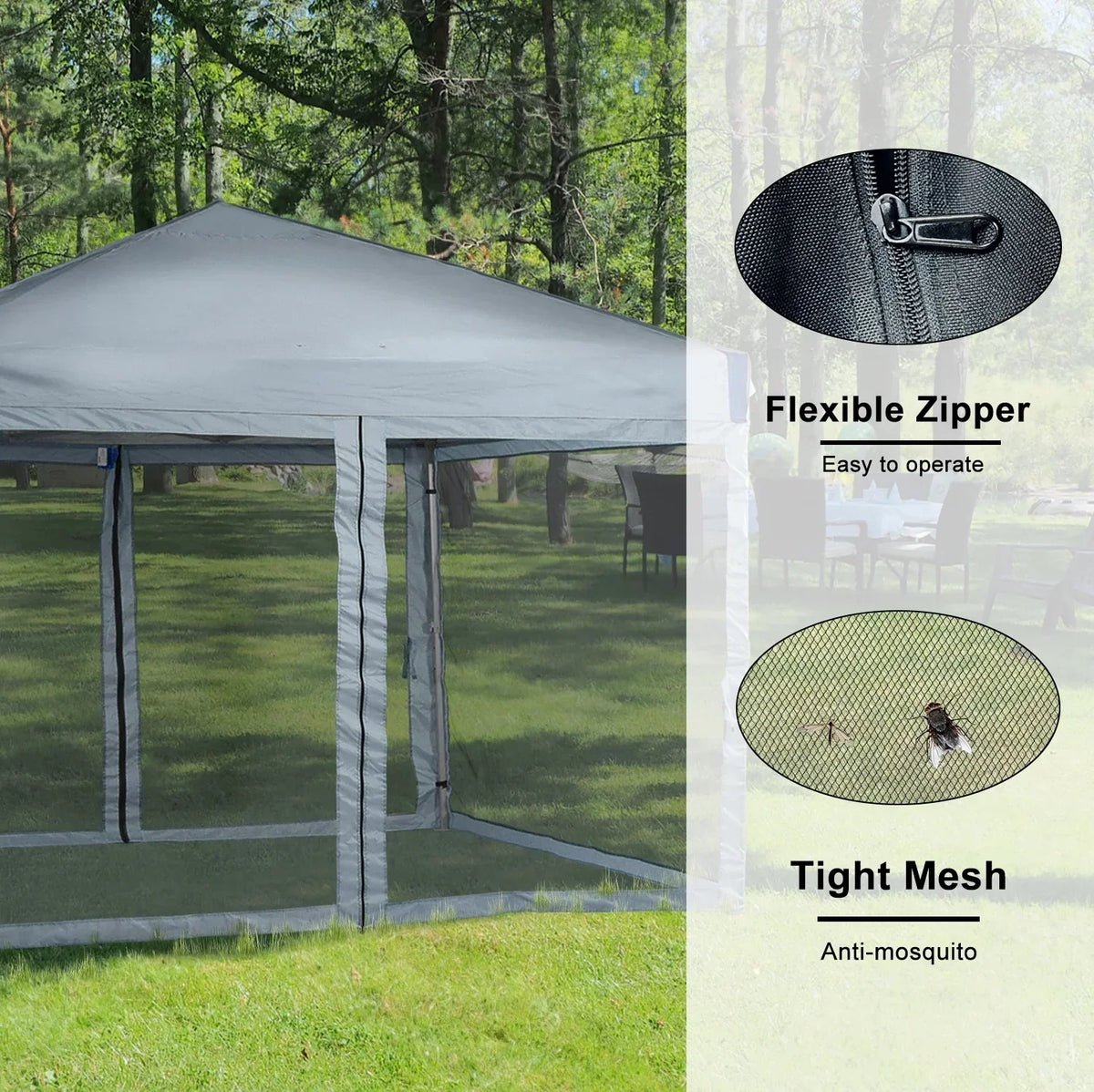 2026 NewAoodor 12'x12' Pop Up Canopy with Removable Mesh Sidewalls, Outdoor Portable Instant Shelter Tent-Black