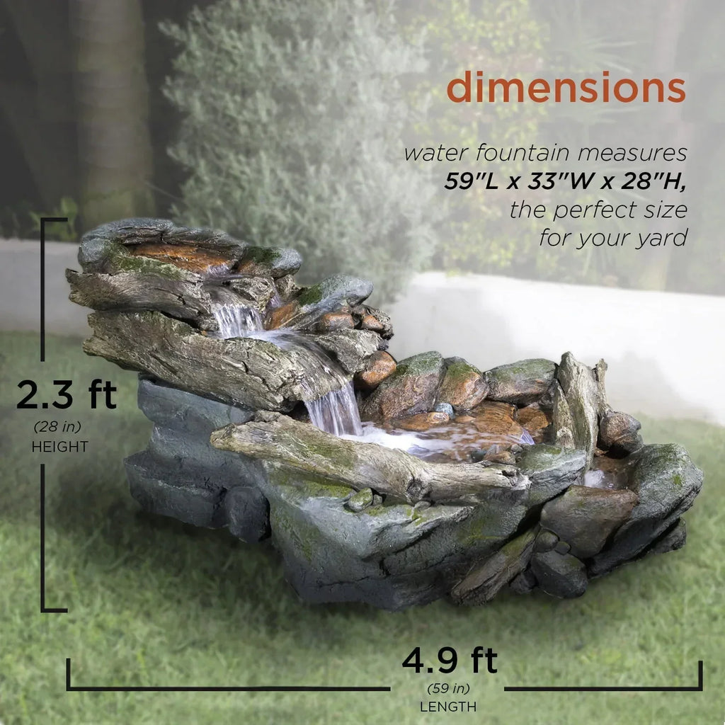2026 NewAlpine Corporation Outdoor 3-Tier Rainforest Rock Water Fountain with LED Lights