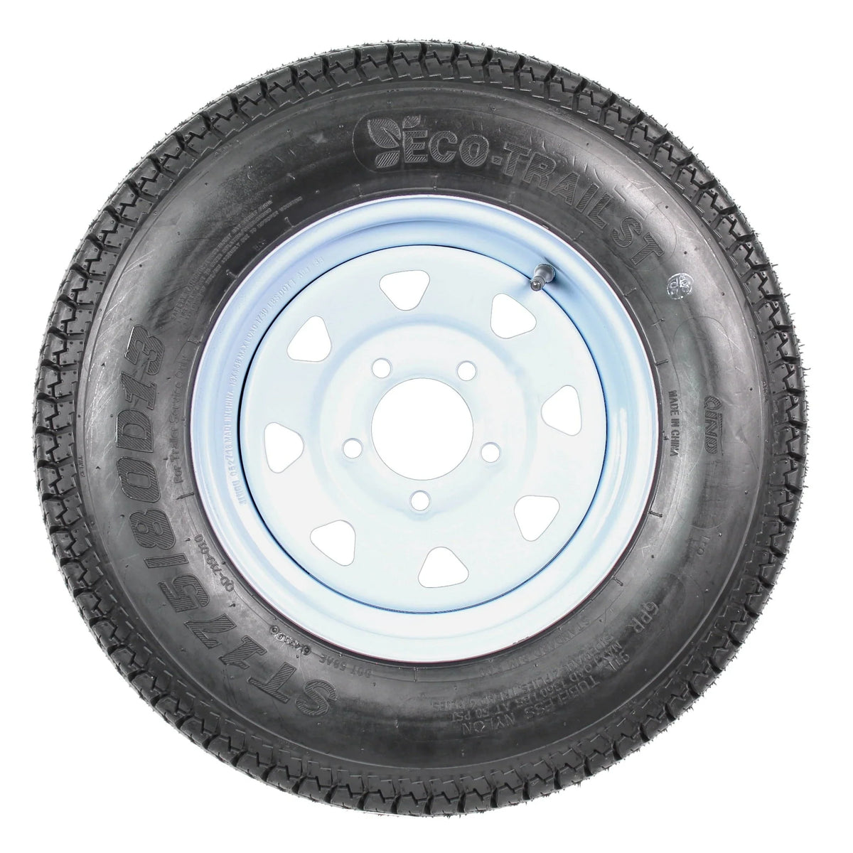 2026 New2-pack trailer tires and rims ST175/80D13 175/80 13 B78-13 LRC 5-hole white spoked wheel