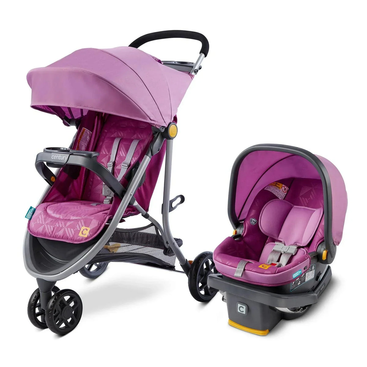 2026 NewCentury Stroll On 3-Wheel 2-in-1 Lightweight Travel System Stroller. Unisex. Berry