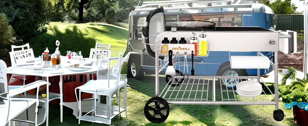 2026 NewGrill Stand Cart for Weber Kettle 22" & 18" Charcoal Grills - Multifunctional Cooking Station
