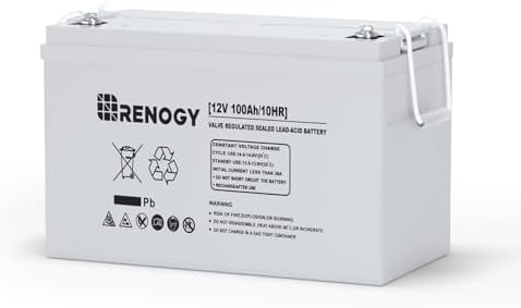 Renogy 12 Volt 100Ah Deep Cycle AGM Battery, Lead Acid Solar Battery