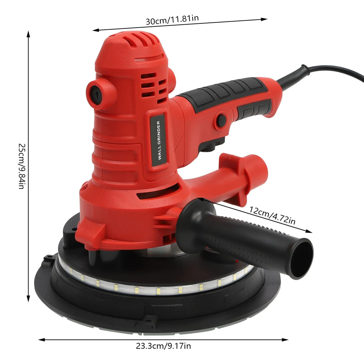 2026 New ChicHomey LED Light Equipped Orbital and Drywall Sander, 1200W, 7in Grinding Disc, 78.7in Hose, Adjustable Handle for Enhanced Comfort and Control