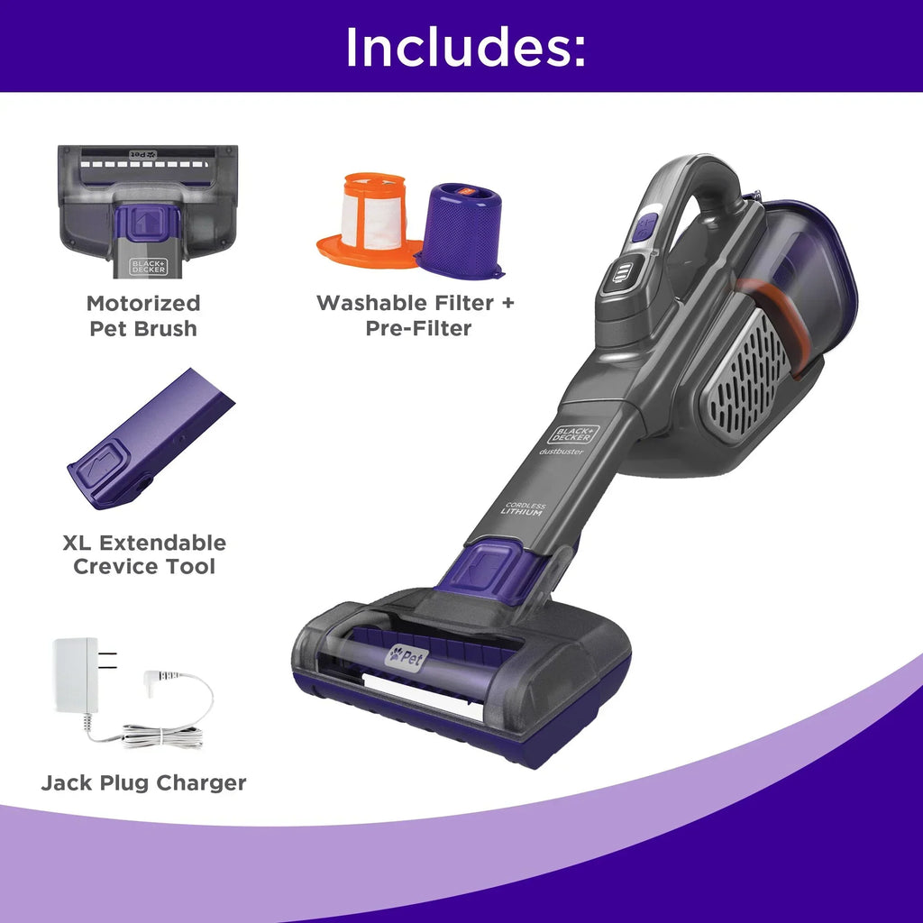 2026 NewBLACK+DECKER dustbuster furbuster AdvanceClean+ Cordless Pet Handheld Vacuum, HHVK515JP07