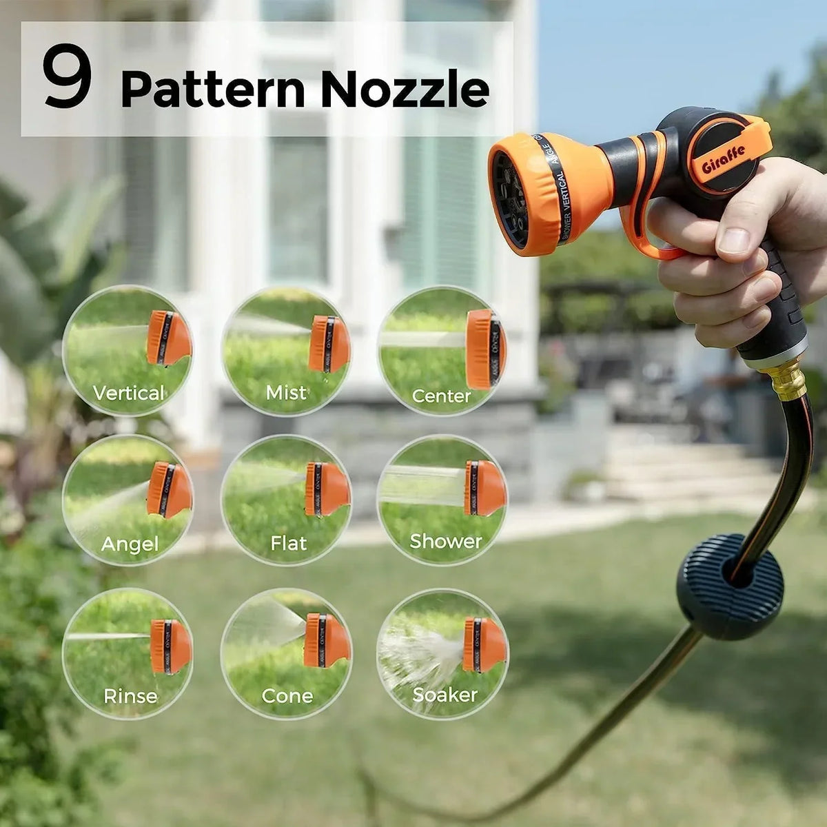 2026 NewGiraffe Tools Retractable Garden Hose Reel with 1/2in-100ft Water Hose, Plastic Bracket, Wall Mounted, Dark Grey