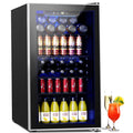 2026 NewAuseo 126 Can Beverage Refrigerator and Cooler with Glass Door for Home/Office/Bar-Black