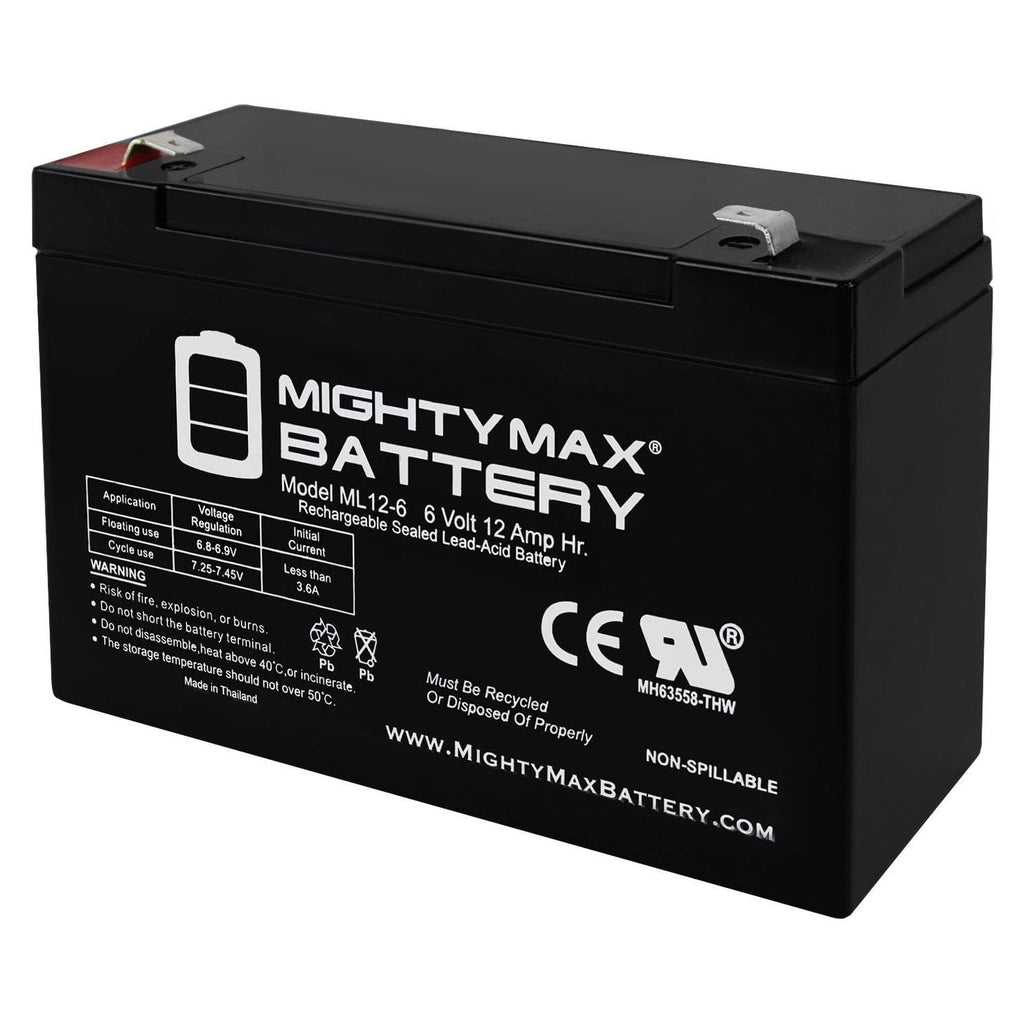 ML12-6 .250TT - 6V 12AH SEALED LEAD ACID BATTERY .250" TAB TERMINALS