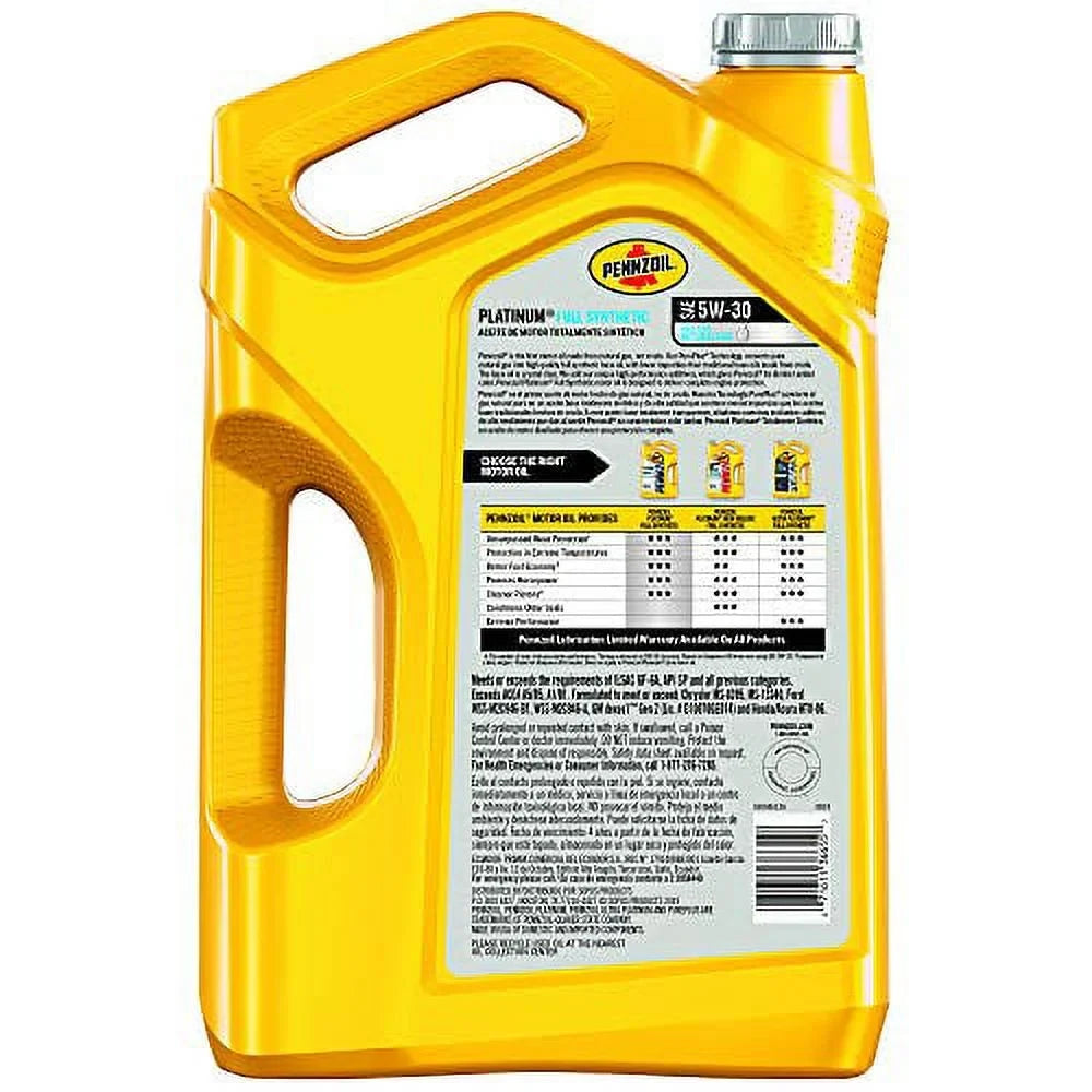 2026 NewPennzoil 550046126-3PK Platinum 5 quart 5W-30 Full Synthetic Motor Oil (SN/GF-5 Jug 3pk.)