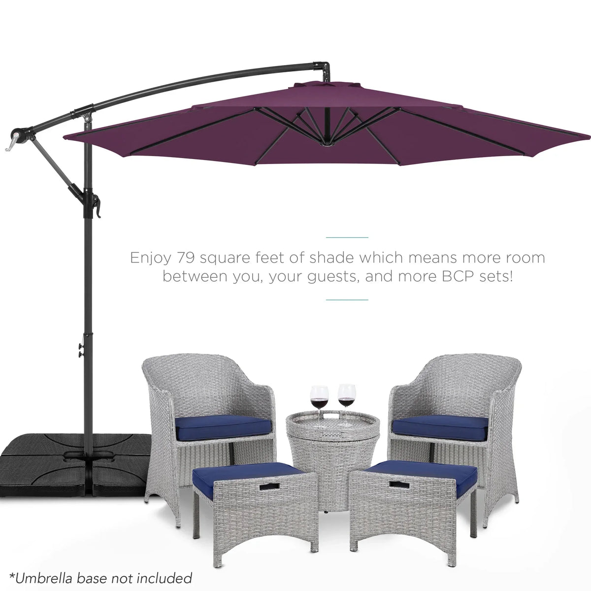 2026 NewBest Choice Products 10ft Offset Hanging Outdoor Market Patio Umbrella w/ Easy Tilt Adjustment - Tan