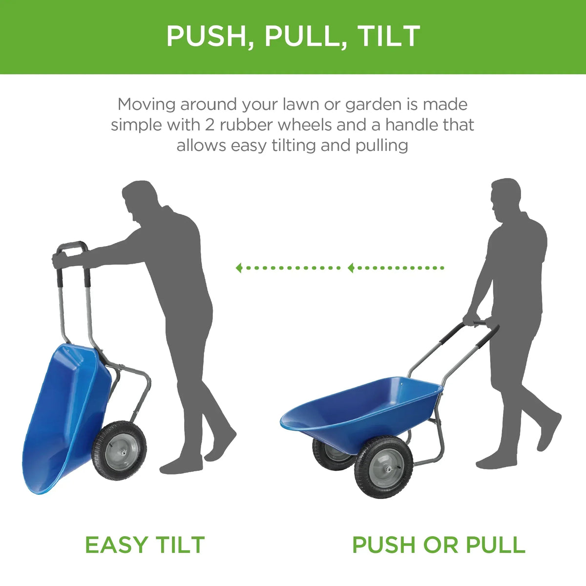 2026 NewBest Choice Products Dual-Wheel Home Wheelbarrow Yard Garden Cart for Lawn, Construction - Green