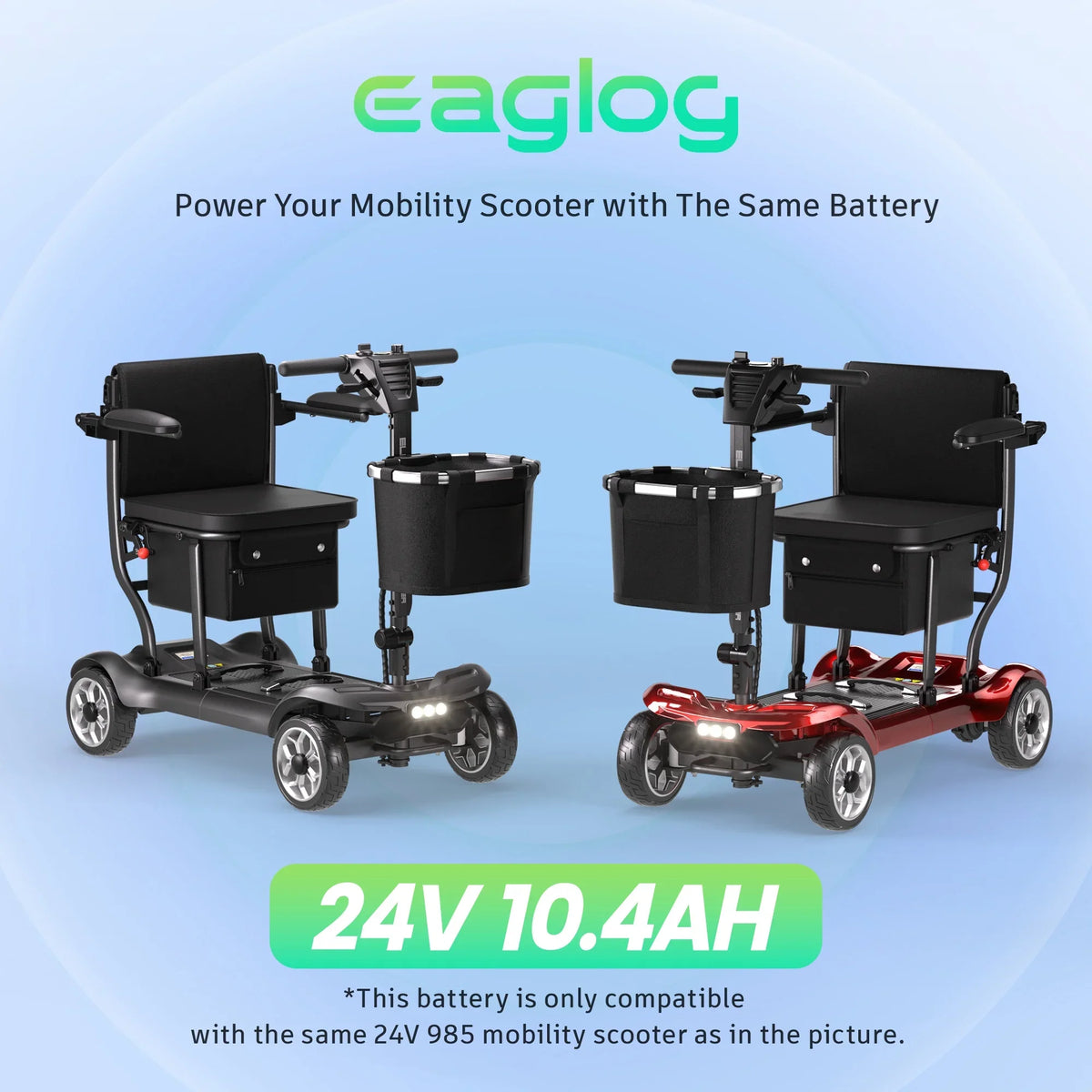 2026 NewEAGLOG Light Weight 4 Wheels Mobility Scooter for Seniors, Electric Folding Wheelchair Device for Travel, Black