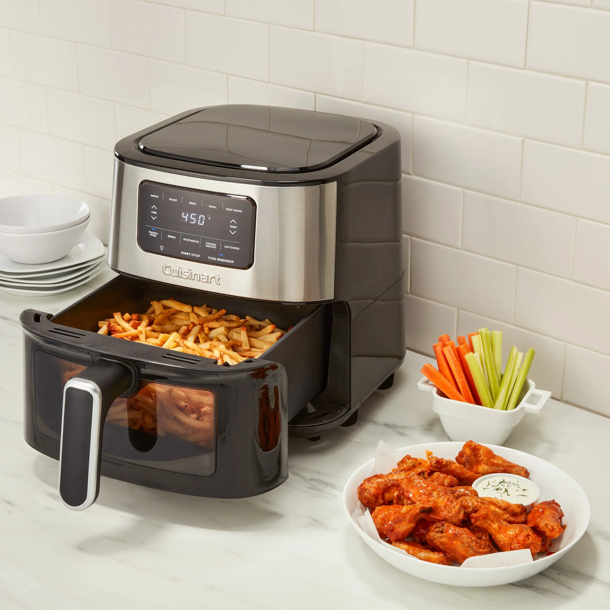 2026 NewOpen Box Cuisinart Air Fryer Oven - 6-Quart Basket Stainless Steel Air Fryer - Dishwasher-Safe Parts with 5 Presets - Roast, Bake, Broil, Air Fry and Keep Warm - Quick and Easy Meals - AIR-200