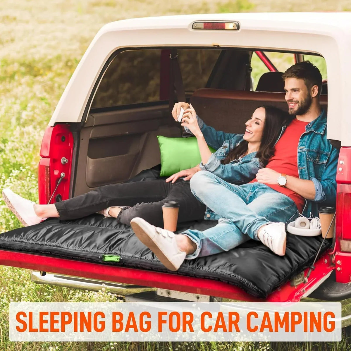 2026 NewDouble Sleeping Bag for Adults Mens with Pillow, XL Queen Size Two Person Sleeping Bag for All Season Camping Hiking Backpacking 2 Person Sleeping Bags for Cold Weather & Warm